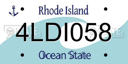 4LDI058 Rhode Island License Plate