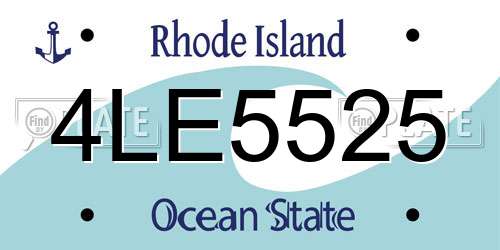 4LE5525 Rhode Island License Plate