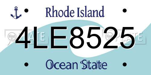4LE8525 Rhode Island License Plate