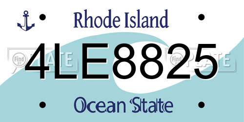 4LE8825 Rhode Island License Plate