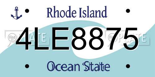 4LE8875 Rhode Island License Plate