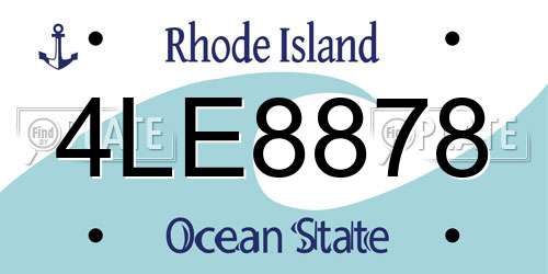 4LE8878 Rhode Island License Plate