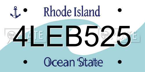 4LEB525 Rhode Island License Plate