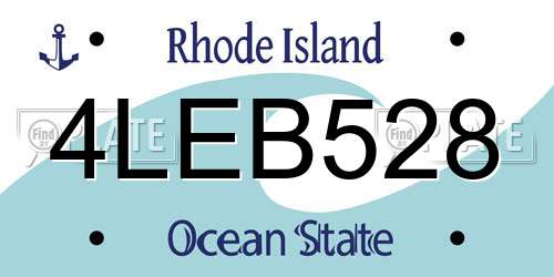 4LEB528 Rhode Island License Plate