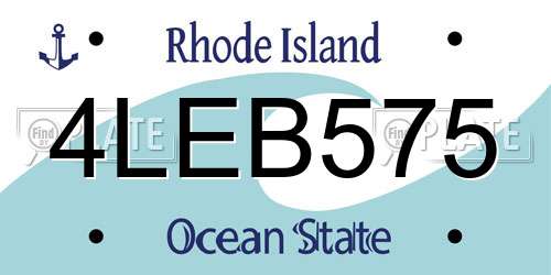 4LEB575 Rhode Island License Plate