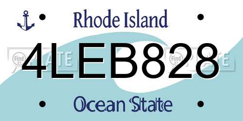 4LEB828 Rhode Island License Plate