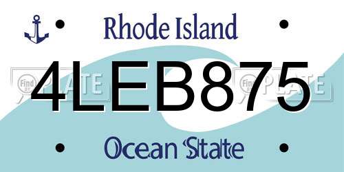 4LEB875 Rhode Island License Plate