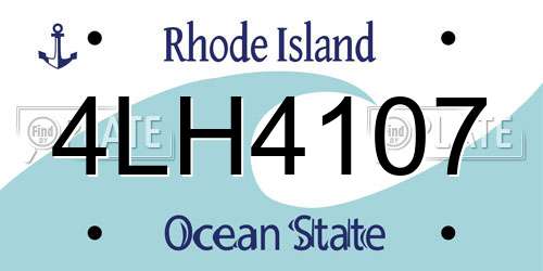 4LH4107 Rhode Island License Plate