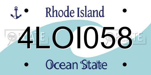 4LOI058 Rhode Island License Plate