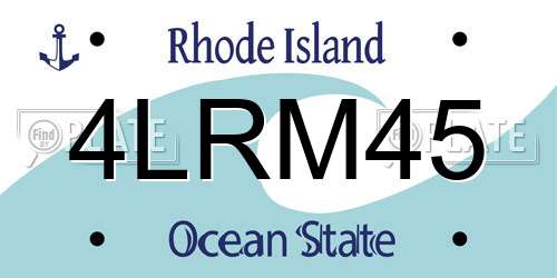 4LRM45 Rhode Island License Plate
