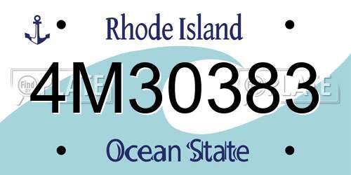 4M30383 Rhode Island License Plate