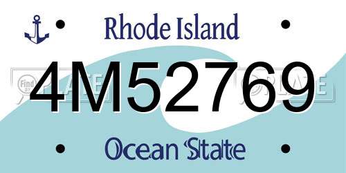 4M52769 Rhode Island License Plate