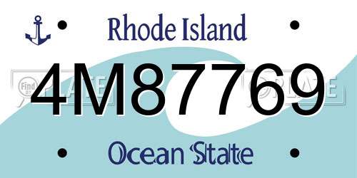 4M87769 Rhode Island License Plate