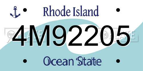 4M92205 Rhode Island License Plate