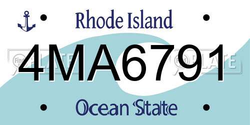 4MA6791 Rhode Island License Plate