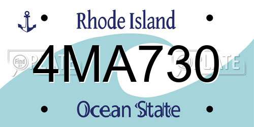 4MA730 Rhode Island License Plate