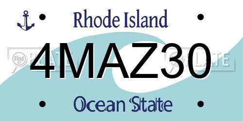 4MAZ30 Rhode Island License Plate
