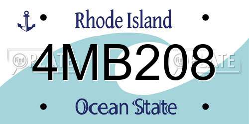 4MB208 Rhode Island License Plate