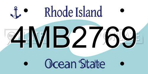 4MB2769 Rhode Island License Plate