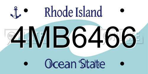 4MB6466 Rhode Island License Plate