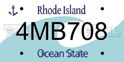 4MB708 Rhode Island License Plate