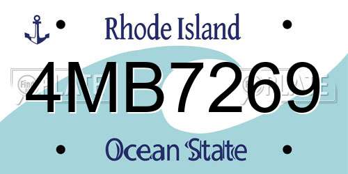 4MB7269 Rhode Island License Plate