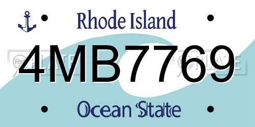 4MB7769 Rhode Island License Plate
