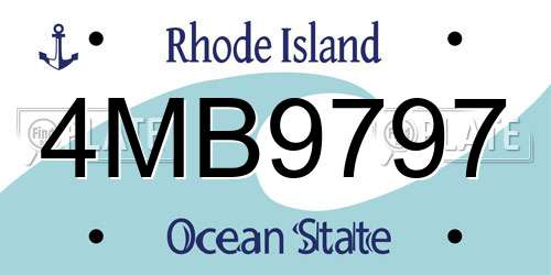 4MB9797 Rhode Island License Plate