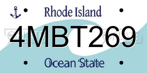 4MBT269 Rhode Island License Plate