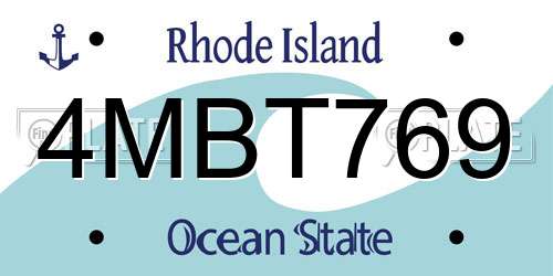4MBT769 Rhode Island License Plate