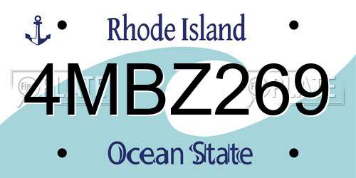 4MBZ269 Rhode Island License Plate