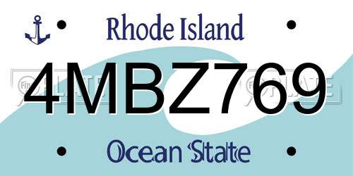 4MBZ769 Rhode Island License Plate