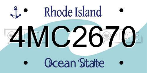 4MC2670 Rhode Island License Plate