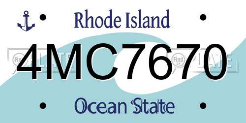 4MC7670 Rhode Island License Plate