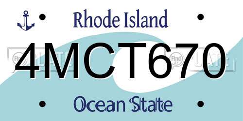 4MCT670 Rhode Island License Plate
