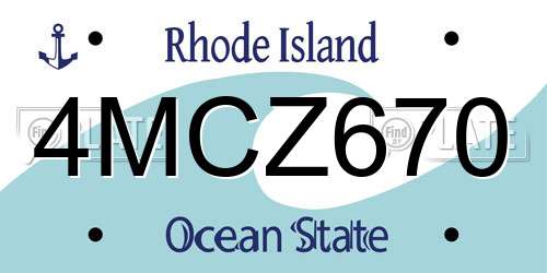 4MCZ670 Rhode Island License Plate