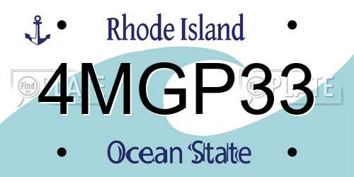 4MGP33 Rhode Island License Plate