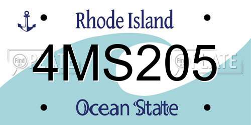 4MS205 Rhode Island License Plate