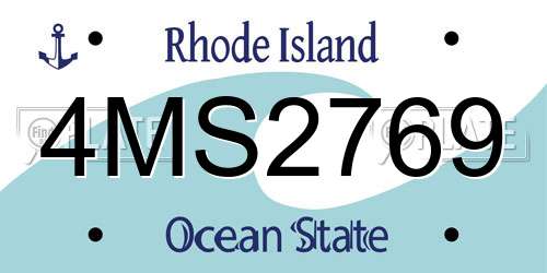4MS2769 Rhode Island License Plate