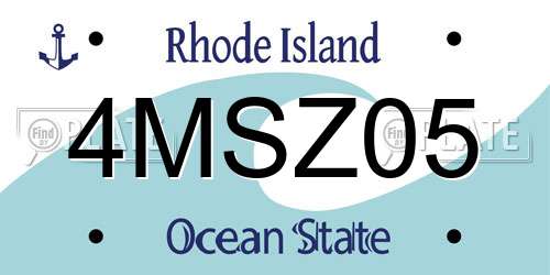 4MSZ05 Rhode Island License Plate