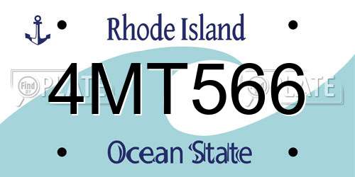 4MT566 Rhode Island License Plate
