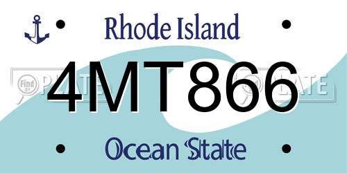 4MT866 Rhode Island License Plate