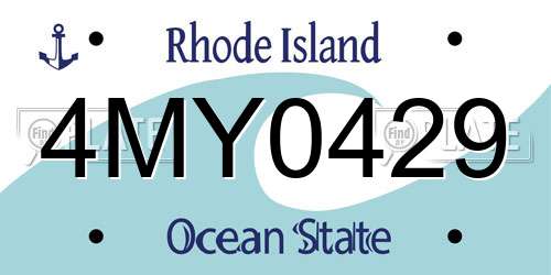 4MY0429 Rhode Island License Plate