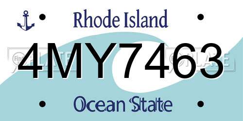 4MY7463 Rhode Island License Plate
