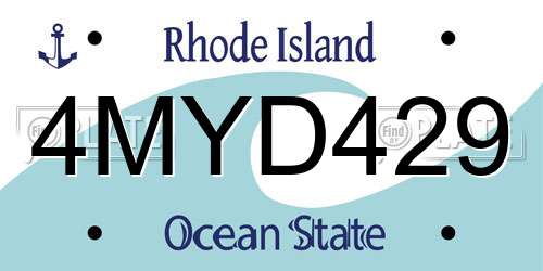 4MYD429 Rhode Island License Plate