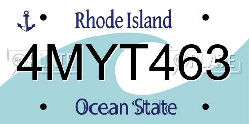4MYT463 Rhode Island License Plate