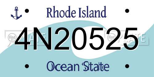 4N20525 Rhode Island License Plate