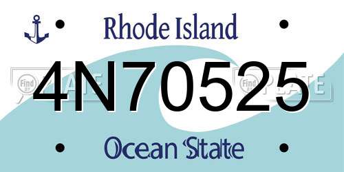 4N70525 Rhode Island License Plate