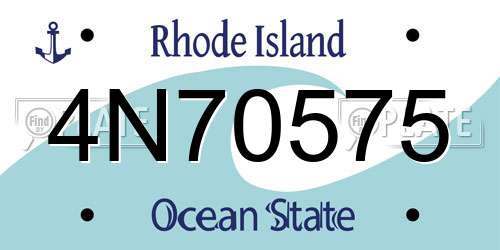 4N70575 Rhode Island License Plate