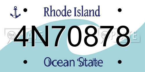 4N70878 Rhode Island License Plate